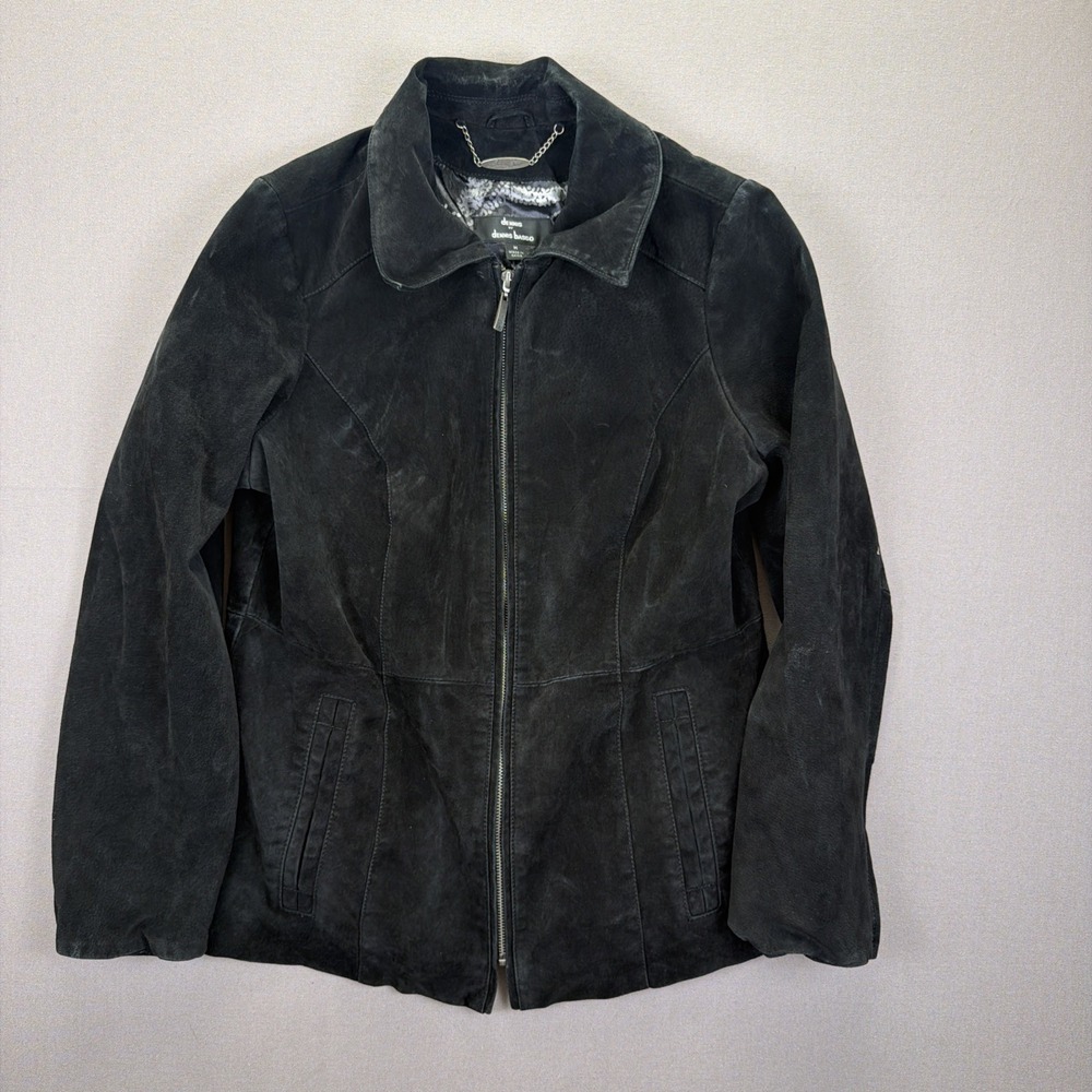Denmis Basso Washable Suede Leather Jacket XS M Black Zip Front New W Tags Y2K